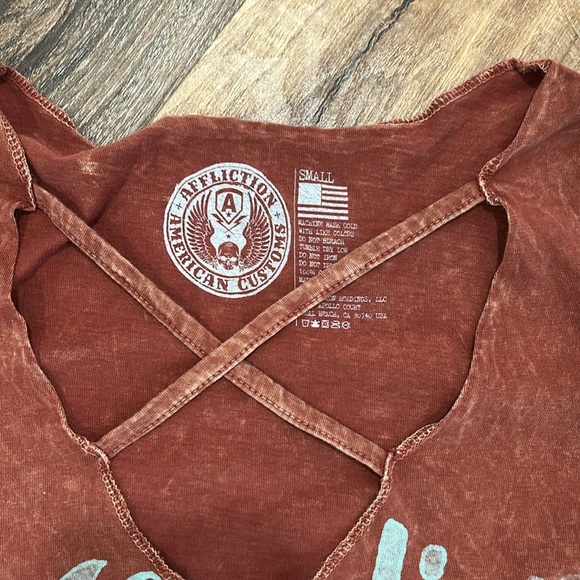 Affliction American Customs Women’s Shirt size small 100% cotton. Mortorcyle - Picture 3 of 12